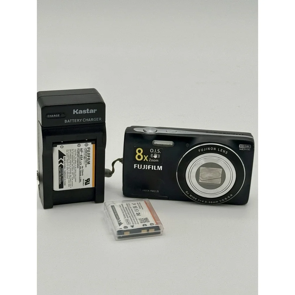 Fujifilm FinePix JZ250 16MP Digital Camera Black READ Menu Button Issue Bundle